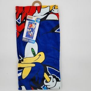Sonic the Hedgehog Kids Beach Towel, Cotton Blend, 27x54, Blue, Sega.